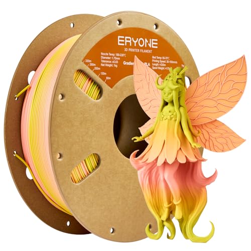 ERYONE Matte PLA Filament 1.75mm, +/-0.03mm, 1kg (2.2lbs)/Spool, Multicoloured, Gradient Financier (Pink&Yellow Green)