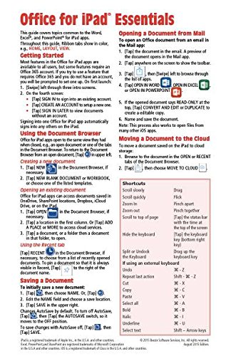Microsoft Office for iPad Essentials Quick Reference Guide (Cheat Sheet ...
