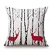 WYD Merry Christmas Cotton Linen Throw Sofa Decor Pillow Case Cushion Cover 18"18'' Xmas Gift (18''18'', 2 Deers)