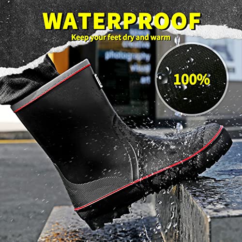 Image of HSBDNZQ Rain Boots for Men, Waterproof Mens Rubber Boots with PVC Unique Design, Comfort Lightweight Work Mud Boots, Resistant Durable Slip Garden Boots for Farming Gardening Fishing