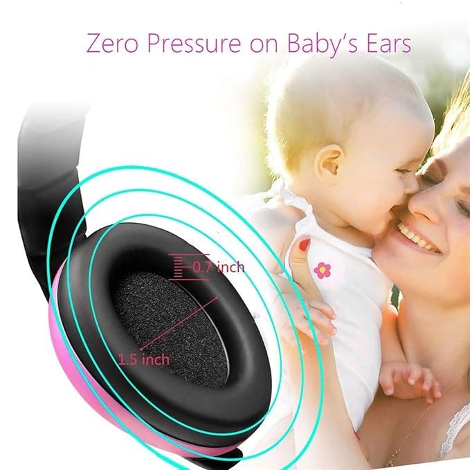 AVIARA™ Baby Noise Cancelling Headphones, Ear Protection Earmuffs Noise Reduction for 0-3 Years Kids, Babies Sleeping, Airplane, Concerts, Movie, Theater, Firework (Pink) (pack of 1) 3
