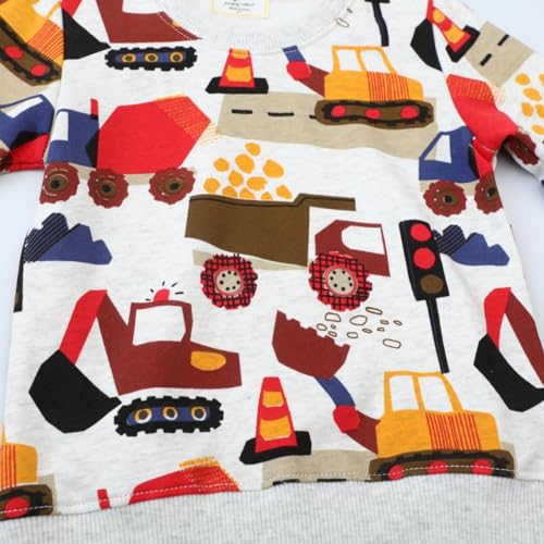 Sweatshirt Jungen Langarm Pullover Kinder Shirts Baumwolle Casual Warm Tops 4 5 Jahre Hellgrau Bunt Bagger Gr.110