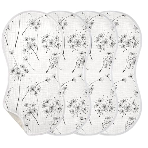 Romantic Dandelion Ink Painting Cotton Muslin Burp Cloths Soft Touch Baby Rags for Babies boy and Girl Set of 2, 22x11in3