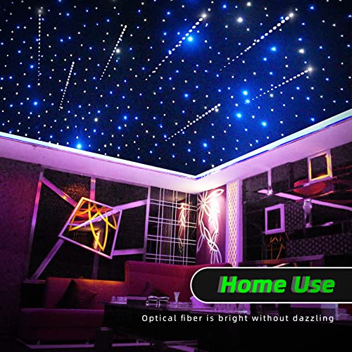 Image of Meteor 3W 96pcs*0.03in*9.8ft Fiber Optic Lights Kit, 12LEDs Starlight Headliner Kit with Bluetooth APP /Remote Control+DC Power Splitter Cable for Car Roof /Home (Shooting Star Effect only)