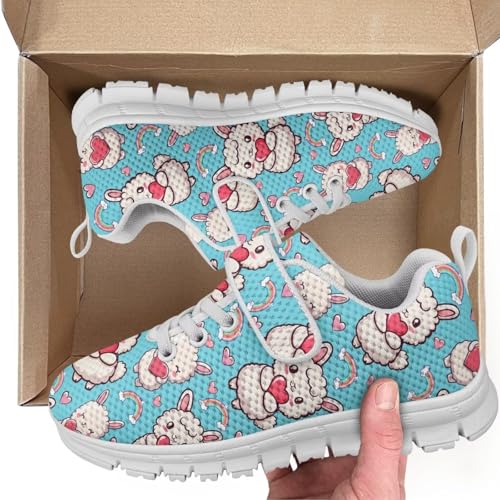 Boys Girls Shoes for Little Kids/Big Kids Machine Washable Lightweight Comfy Athletic Running Shoes Kids Sneakers Light Sheep Rainbow Love Pattern2