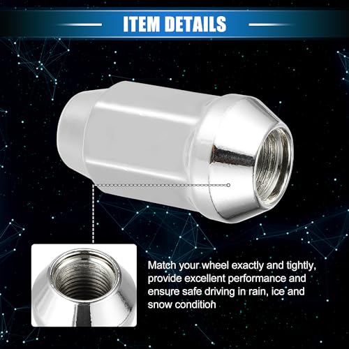 Image of 5 Pcs Wheel Lug Nuts Compatible for Ford Explorer for Lincoln MKS, Durable Chorme Plated 1 /2-20 Carbon Steel Silver Tone Tire Lugnuts