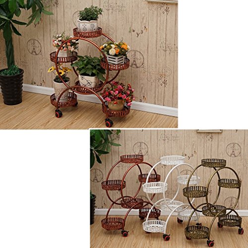 Étagère de fleurs en fer solide avec roue de frein - 5