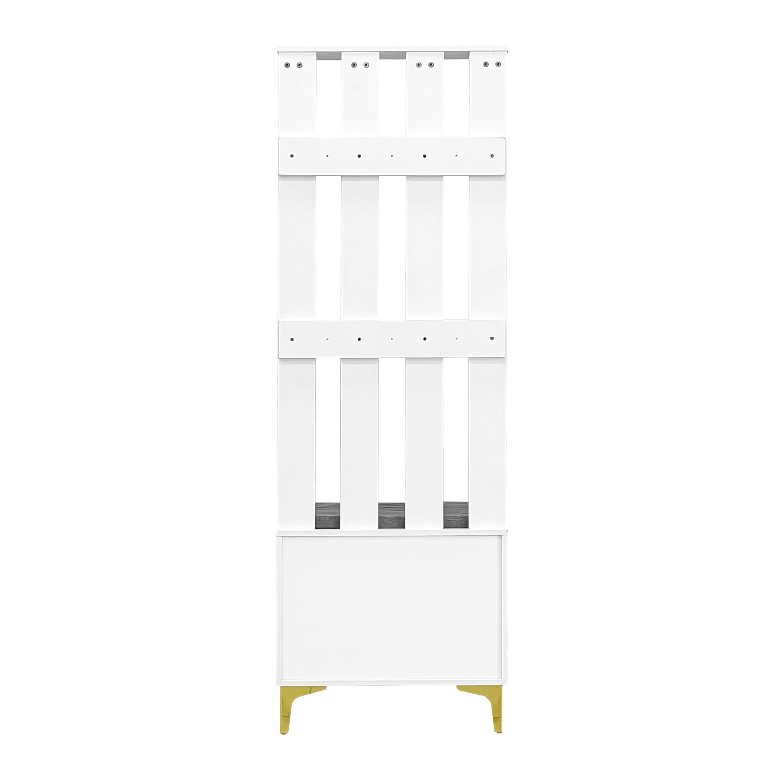 Merax Garderobe, Ensemble de vestiaire moderne avec banc et coussin, vestiaire avec étagère à chaussures pour couloir, 60,5 L x 180,5 H x 35,2 B cm, Blanc