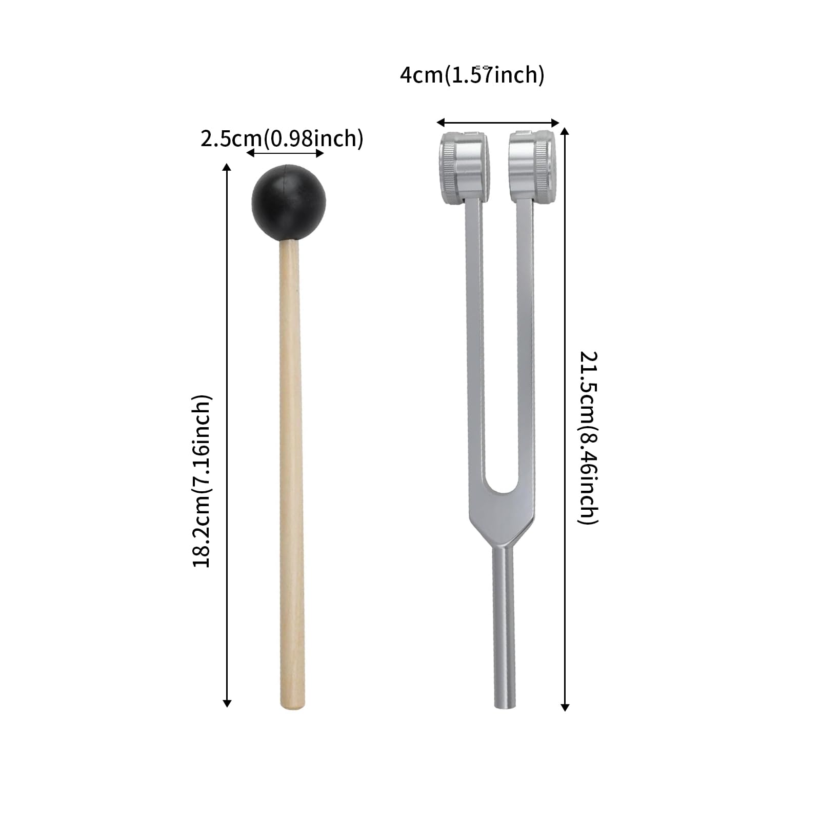 128hz Tuning Fork Hammer Aluminum Alloy Medical Non-Magnetic Body Weighted Tuning Fork + Wood Hammer for Healing DNA Repair Healing Sound Therapy Balancing Healers Vibration Accurate Frequency - Image 2