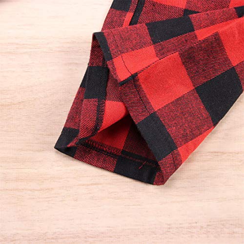 Image of Kids Girl's Christmas Pants Red Plaid Buffalo Bottom Black Stretch Sweatpants Elastic Casual Soft Lounge Pants