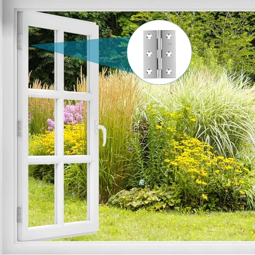 Image of Stainless Steel 3 Inch Hinges for Door Window Wooden Box, 8 Pack | Hinges for Furniture, Cases, Lids, and Chests, Easy to Install, Versatile Hardware for Home, Office, and Workshop Use