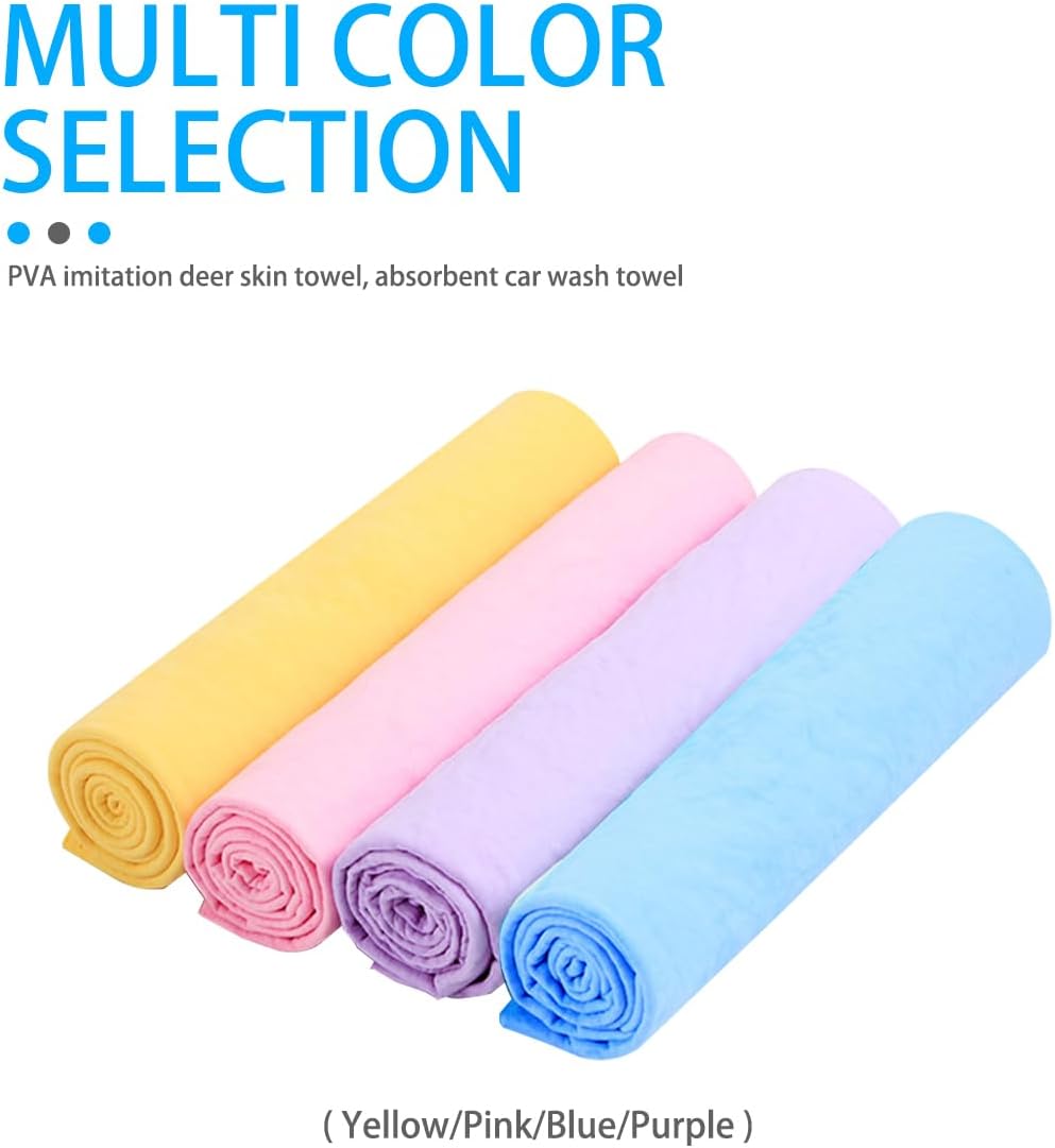 BESULEN Car Chamois Cloth, 26'' X 17'' Super Absorbent Vehicle Shammy Towel, Scratch Free Reusable Automotive Drying Washing Cleaning Wipes Accessories, Universal for SUV, Sedan, Truck (Pink)