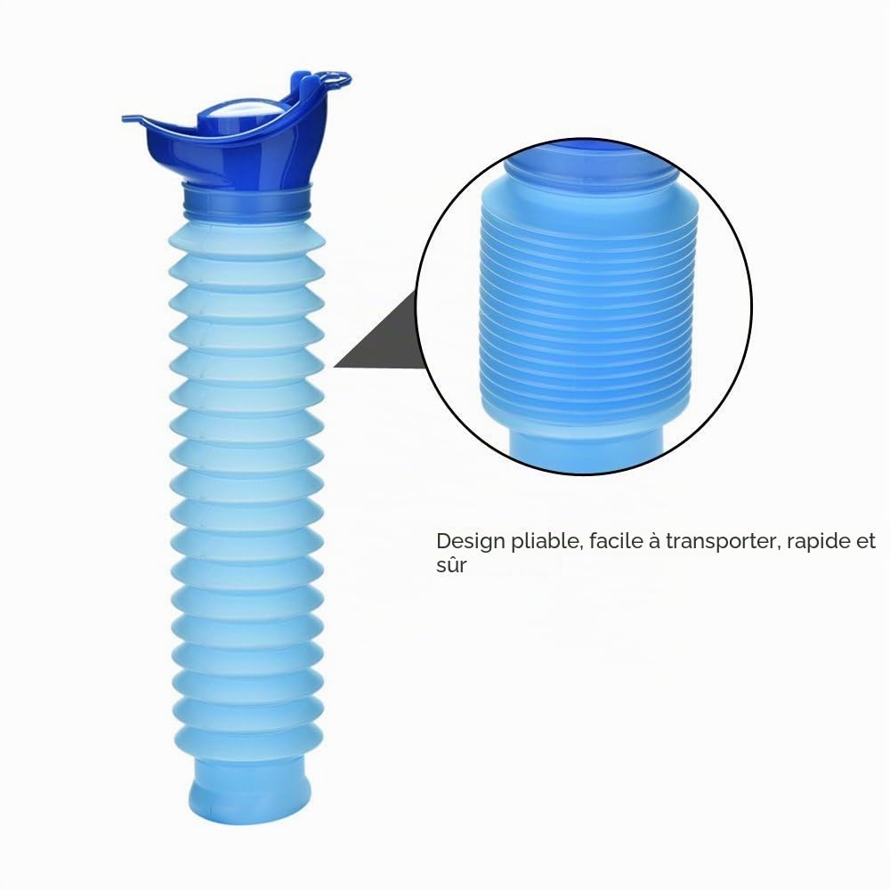 A Urinoir d'urgence rétractable - Mini toilette portable pour le camping, l’extérieur et les voyages - Pour enfants et adultes - 750 mL