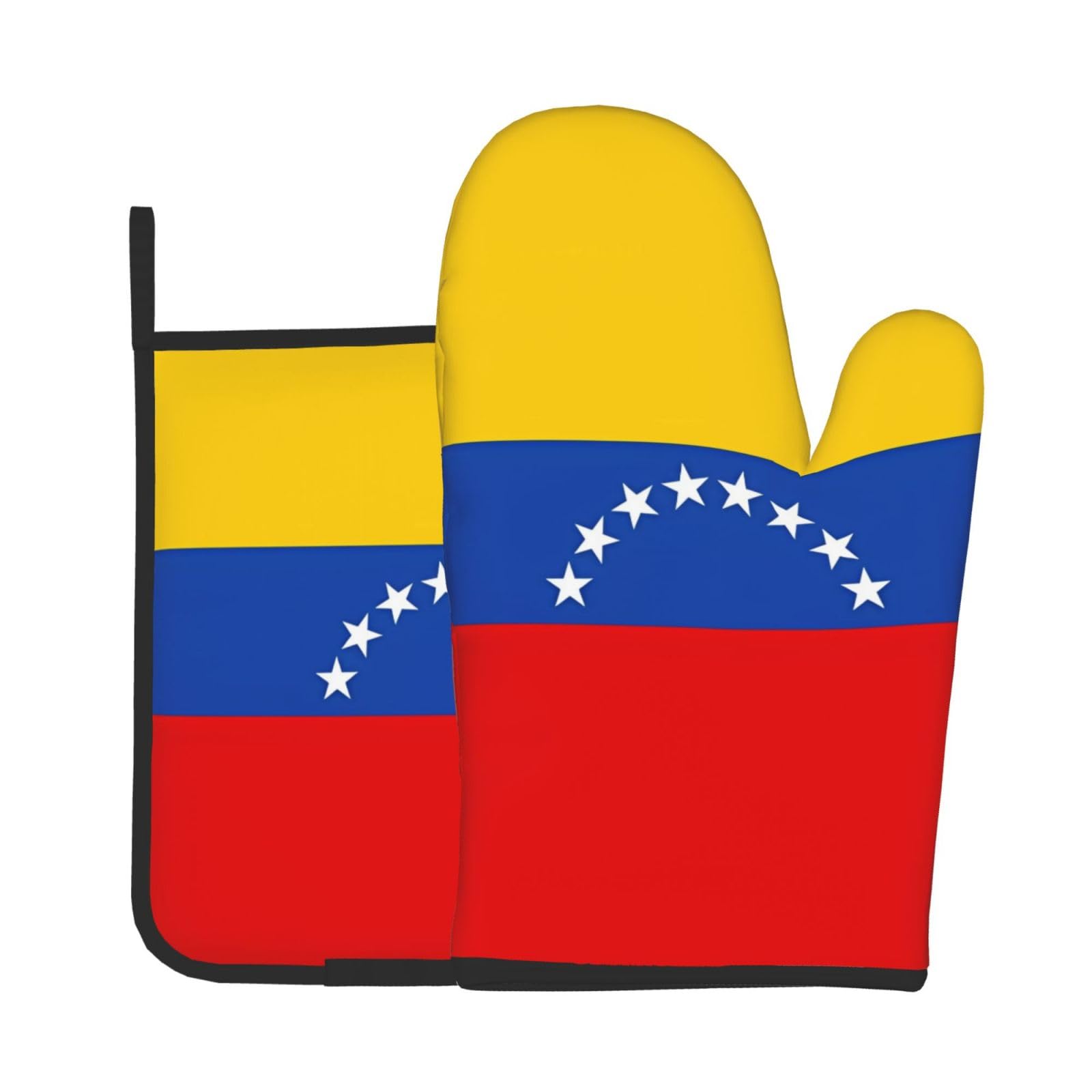 Oven Mitts and Potholders Set of 2 for Kitchen Baking Cooking GrayFlag of Venezuela Thick and Durable