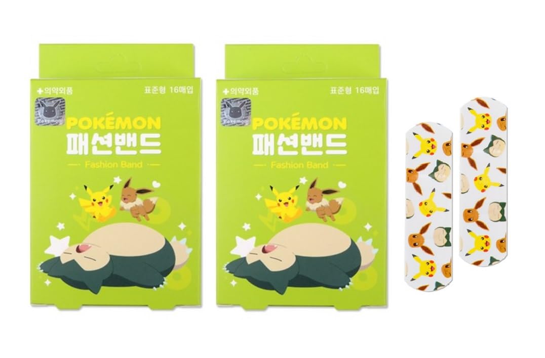 2Pack, Pikachu Adhesive Bandages 16 Count Each, 32 Count Total, First Aid Bandages with Cute Designs (): All One Size