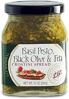 Elki Basil Pesto, Black Olive & Feta Crostini Spread