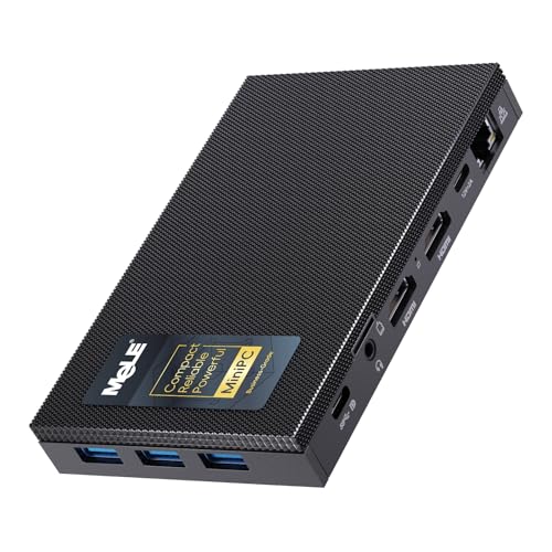 Image of MeLE Quieter3C Fanless Mini PC, Celeron N5100, 8GB RAM, 256GB Storage | Full-Function USB-C, WiFi 5, Support Triple Screen Display, Slim Desktop on Industrial, Home, Office