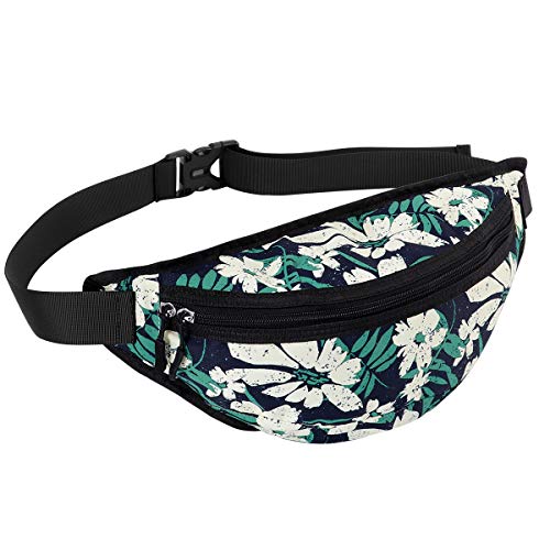 Fanny Pack with 2-Zipper Pockets, Unisex-Adult Waist Bag Hip Pack Bag Travel Pocket with Adjustable Belt for Travel Workout Vacation Hiking