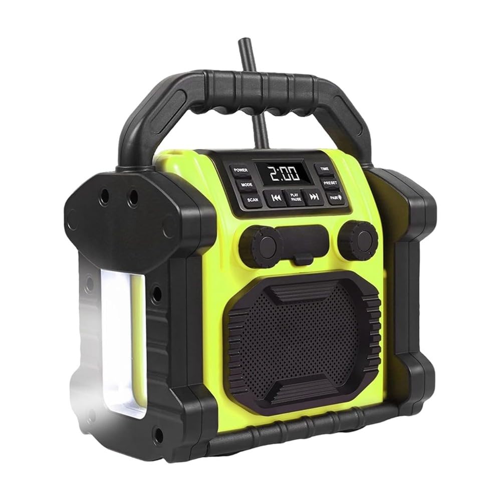 Radio Portátil para Exteriores, Radio Bluetooth Portátil, Radio Despertador FM Impermeable IP66 con Luces LED para Pesca, Fiesta y Camping.