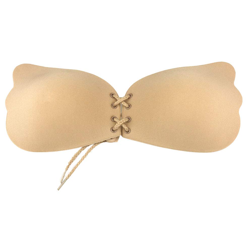 Sticky Bra Strapless Backless Bra, Lansa Cindy Invisible Self Adhesive Silicone Bra Push Up Bras for Women