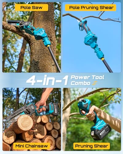 Image of SEESII 4-in-1 Pole Saw & Pruning Shears Combo Kit with Brushless Motor