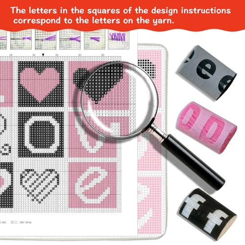Image of ZFFLYH Love Latch Hook Pillow Kits for Adults Beginners Pre-Printed Cushion | Home Sofa Cushion Cover Preprinted Canvas Crochet Yarn Kits Needlework Crafts Festival Gift for Adults Beginner 17X17 Inch