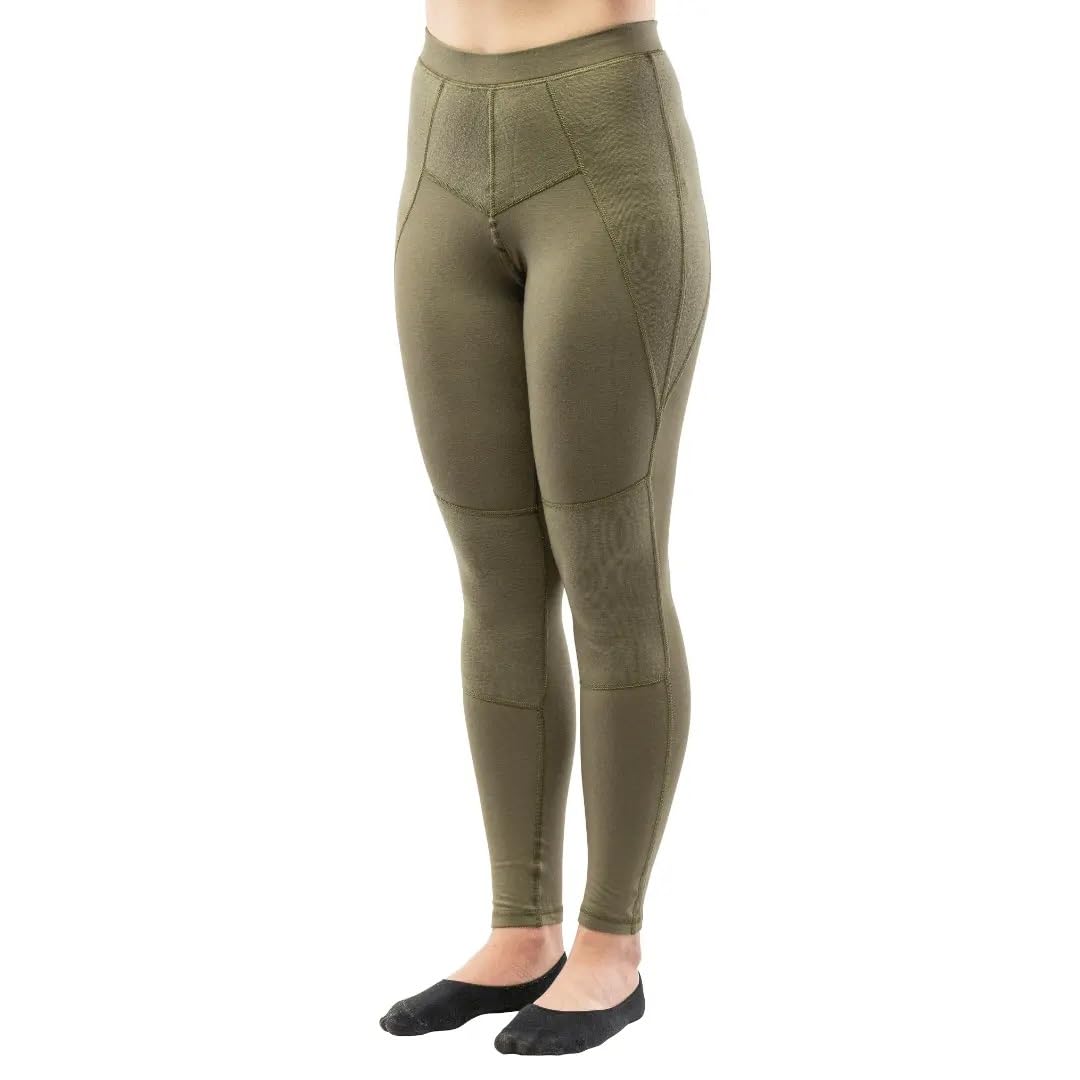 Biancheria Intima Termica Donna in Lana Merino e Eco-Bamboo – Pantaloni Lunghi e Leggings – Taglia XL, Khaki, vestibilità Regolare