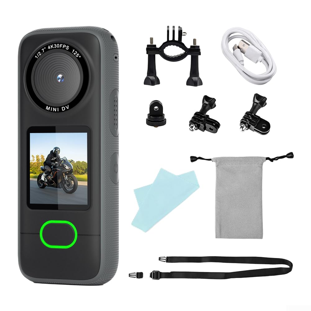 4K Dual Lens Action Camera, Touchscreen, Controllo App | Sensore Sony da 20 MP, touchscreen IPS da 1,4", anteprima in tempo reale dell'app, corpo in ABS, ideale per ciclismo e
