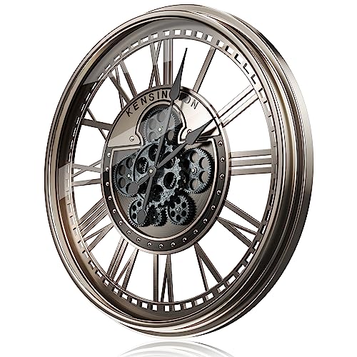 TOKTEKK Wanduhr Große 53cm mit Bewegliche Zahnrad, Vintage Retro...