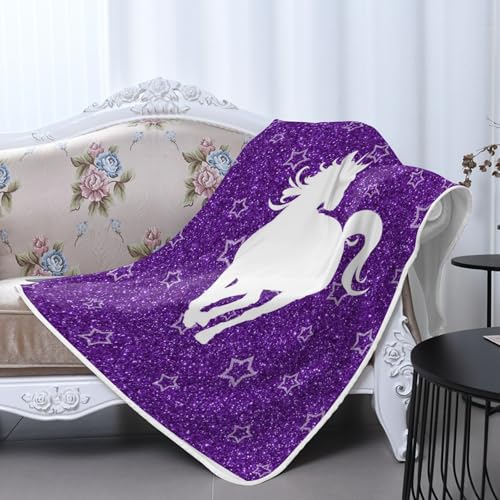 GoTussWO Custom Unicorn Silhouette Purple Glitter lanket That Stays Cool All Night, Cooling Bedding for Hot Sleepers,30x40Inch
