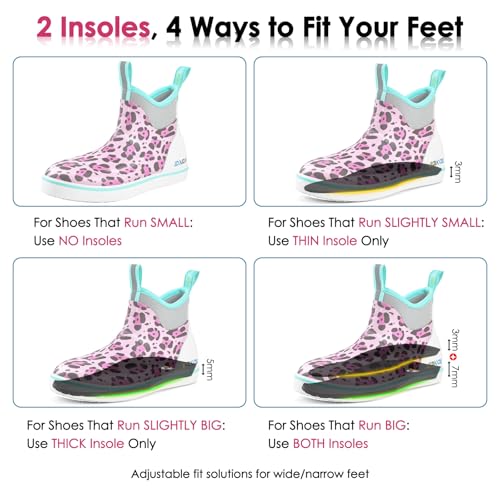 Image of Kalkal Women's Deck Boots, Waterproof Ankle Rain Boots Fishing Boots with High Traction, Women's Rubber Boots For Gardening Fishing Boating Camping