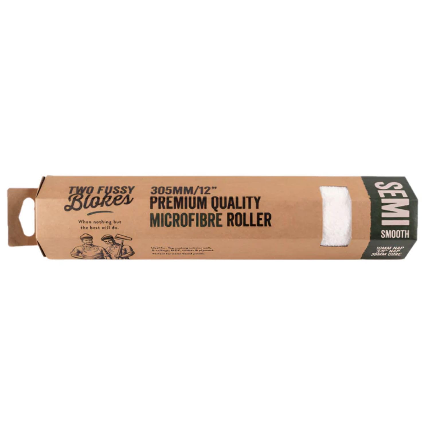 Two Fussy Blokes 305 mm (12 Inch) Semi-Smooth Microfibre Paint Roller Refill Sleeves – Ideal for Emulsion, Primer & Ceiling Paint on Plaster, Drywall & Rendered Walls [Single]