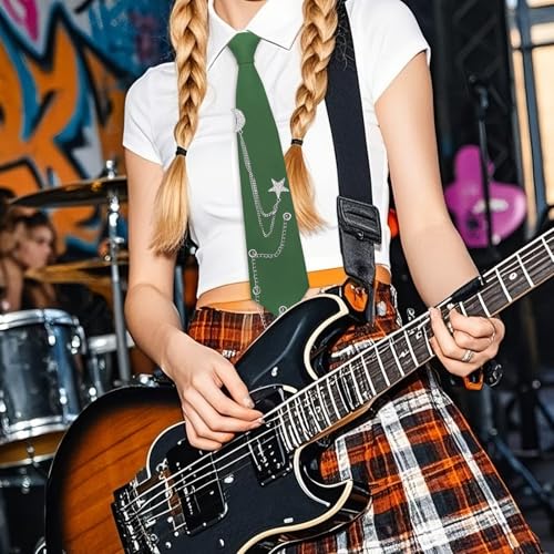 Image of LJBFNN Pre-Tied Ties for Women with Metal Chain, Uniform Shirt Accessory