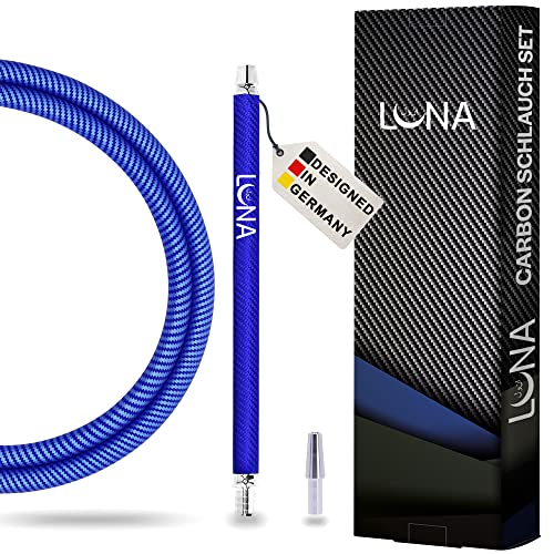 Juego de manguera premium para shisha de carbono, incluye boquilla y boquilla, superficie mate y peso ligero, diseño disponible en diferentes colores (azul)