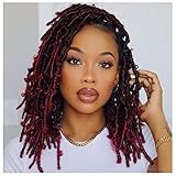 6 Packs Crochet Butterfly Locs Crochet Hair 12 Inch Burgundy Red Distressed Locs Crochet Braids Soft