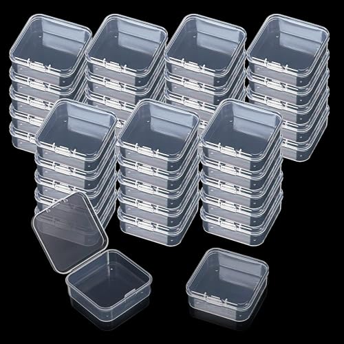 FANGZHE 36Pcs Plastic Storage Containers Small Bead Box, Mini Clear Square Storage Box with Lid, Individual Clear Box Case with Lids,for Storage Pills,Herbs,Jewelry or Other Small Items（35*35*18mm)