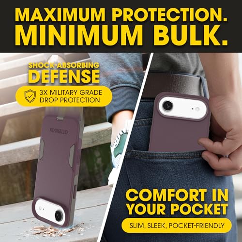 Image of OtterBox iPhone 17 Air (Only) - Commuter Series Case - Built-in MagSafe - Thin, Dual-Layer, Pocket-Friendly, Port Cover - Purple-ish on Purpose