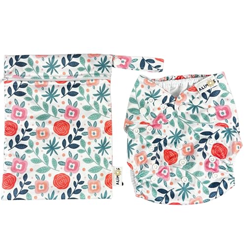 Alimos Pañal de natación y bolsa impermeable lavable reutilizable para bebé feliz (0-3 años) marca del Reino Unido (hoja)