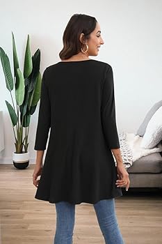 Longshirt, kleurverloop, A-lijn, V-hals, korte mouw, espresso | Ulla Popken