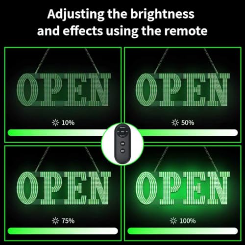 Image of 30 inchx10 inch Large LED Open Sign for Business - Unique Design super Bright Open Signs With chain - High Visibility for Stores, Bar, Hotel, Retail Shops,Window, Salon, Restaurant, Office (Green, 30*10inch)