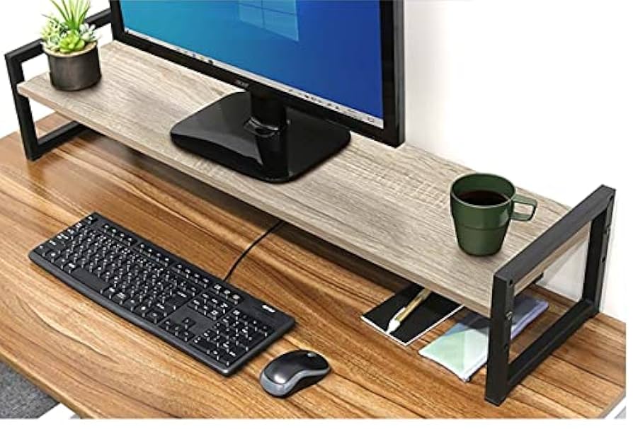 Amazon | モニター台 机上台 幅100cm ワイド 2段 モニター