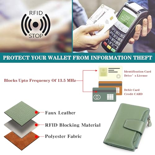 Image of FALAN MULE Small Wallet for Women Leather Bifold Compact RFID Blocking Small Womens Wallet Purse
