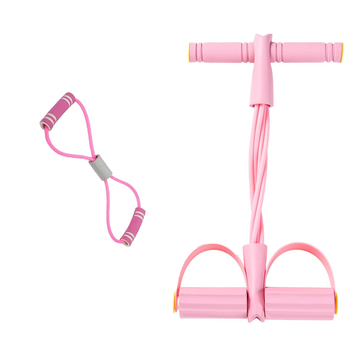 Multifunction Tension Rope - 8-Tube Pedal Resistance Band with Handle, Elastic Pull Yoga Tension Rope Exercise, Figure-8 Loop Band for Abdomen Waist Arm Leg Stretching Slimming Training (pink)