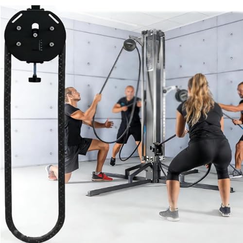 Entrenador de cuerda sin fin, máquina de poleas de cable portátil con resistencia ajustable, equipo de gimnasio en casa, para ejercicios de agarre, brazos, espalda y coordinación corporal Black