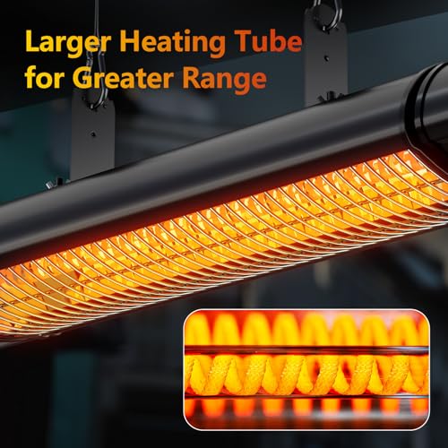Image of Hanging Patio Heater, Outdoor Electric Heater, Wall Mounted & Ceiling Infrared Garage Heater for Outdoor /Indoor Use, 1500W, Remote Control, Black