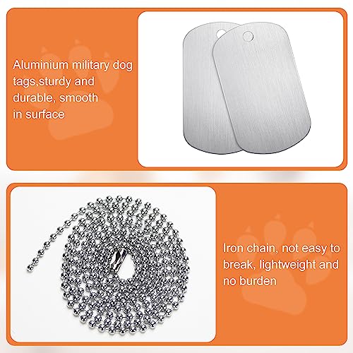 100Pcs Military Dog Tags Set, 50Pcs Aluminum Blank Dog Tags and 50Pcs Iron Necklace Chain, Dog Tags Engraved for Pets, Perfect for DIY Decorative Craft Pet Dog ID Tags, Silver 100Pcs Military Dog Tags Set, 50Pcs Aluminum Blank Dog Tags and 50Pcs Iron Necklace Chain, Dog Tags Engraved for Pets, Perfect for DIY Decorative Craft Pet Dog ID Tags, Silver
