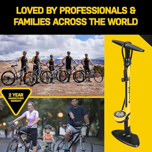 Topeak JoeBlow Sport III High-Pressure Bike Floor Pump – 160 PSI, Durable Steel Barrel, 3” Analog Gauge, TwinHead DX5 Pump Head, Long Hose, Ergonomic Handle, Fits Presta, Schrader, & Dunlop Valves by Topeak - Image 6