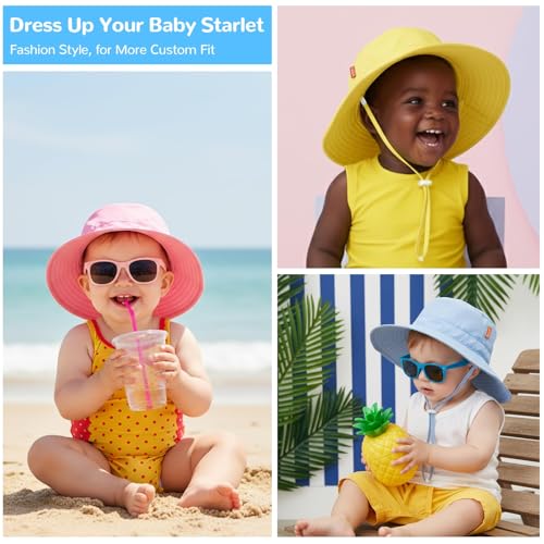 Image of HECCEI Toddler Baby Sun Hat, UPF 50+ Wide Brim Infant Bucket Hats for 0-6Y