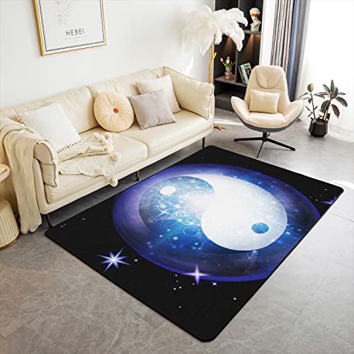 Loussiesd Boho Yin Yang Rugs for Living Room Bedroom Non Slip Area Rug Kids Women Men Universe Galaxy Carpet Area Rug Carpet for Kitchen Laundry Entryway Rug Mats 150 * 200cm