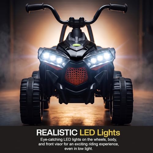 Image of Baybee Monstro Baby Electric Bike for Kids | Rechargeable Balance Bikes with LED Lights, USB, Music & Backrest | Beach ATV Dirt Bikes | 6V Battery Operated Kids Bike for 2-5 Years Boys Girls (Black)